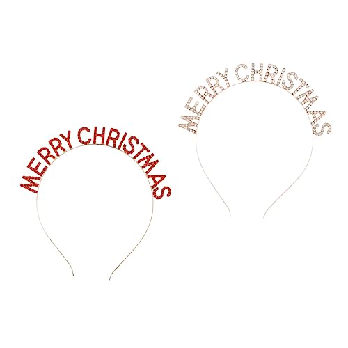 IWOWHERO 2St Weihnachtsstirnband funkelnde Stirnbänder Haarbänder für die Weihnachtsfeier christmas haarreif christmas headband Weihnachtsfeier Haarreifen Weihnachtshaarband Legierung von IWOWHERO