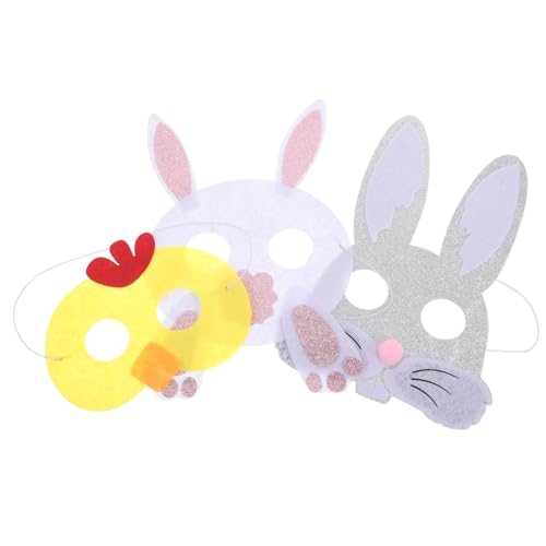 IWOWHERO 3 Stück Osterparty Masken Niedliche Hasenmasken Kükenmasken Tiermasken Für Karneval Party Maskerade Kostümparty Cosplay Requisiten von IWOWHERO