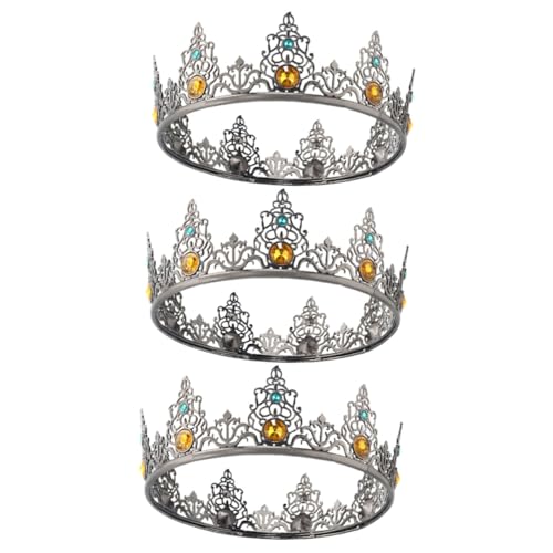 IWOWHERO 3St barocke Krone diadem dvd the crown festival kopfbedeckung Bühnenkrone birthday crown Krone für Cosplay Strassdekor Königskrone für Männer Geburtstagsfeier Krone Legierung von IWOWHERO