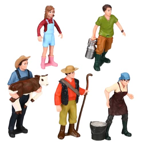 IWOWHERO 5PCS Miniatur Figuren Set Realistische Farm Charaktere Aus Für Architekturmodelle Und Layout Dekoration Bauern ädchen Und Hirte Für Miniaturszenen von IWOWHERO