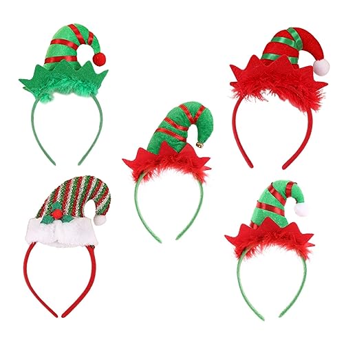 IWOWHERO 5St Stirnband mit Elfenmütze Weihnachtshaarschleifen Party-Haarschmuck Weihnachtshaarreifen weihnachts haarschmuck weihnachtshaarschmuck Haarreiber Haarreifenverzierung Stoff von IWOWHERO