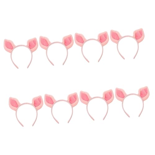 IWOWHERO 8 Stück Rosa Schweineohren Stirnband Schweineohren Stirnband Erwachsene Schweine Stirnband Cosplay Zubehör Plüsch Schweineohren Stirnband Halloween Party Stirnband Kostüm von IWOWHERO