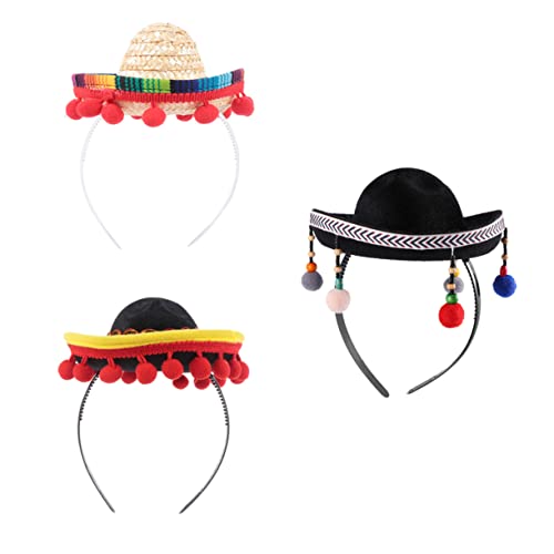 IWOWHERO 9 Stk mexikanischer Hut Strohhut für Kinder Fiesta-Partyhut Kostüm Hüte Mädchen-Stirnband Sombrero party kopfschmuck halloween kopfbedeckung Festival-Stirnband Party-Haarband Stoff von IWOWHERO