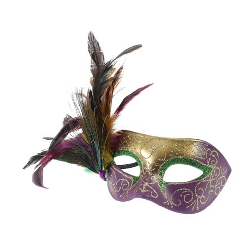 IWOWHERO Karneval Maske Damen Venezianische Maske Halbseitig Mit Plume Abnehmbare Augenmaske Für Fasching Kostümparty Und Hochzeiten Maskerade Kostüm Zubehör von IWOWHERO