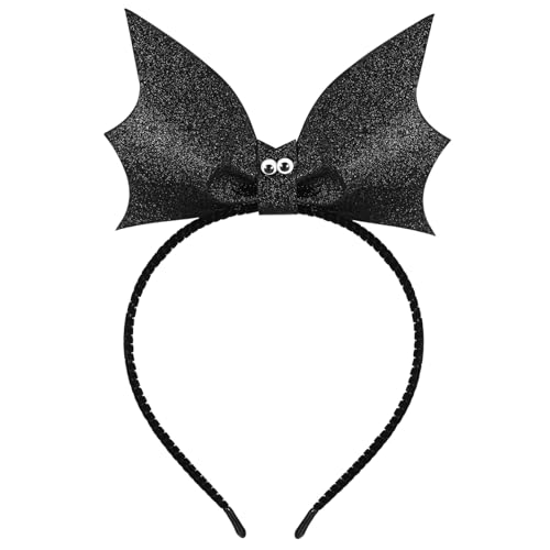 IWOWHERO Simulation Fledermaus Haarreifen Für Damen Und Mädchen Pailletten Stirnband Schwarz Kreatives Haarband Für Partys Und Besondere Anlässe Ideal Für Kostüme Und Halloween von IWOWHERO