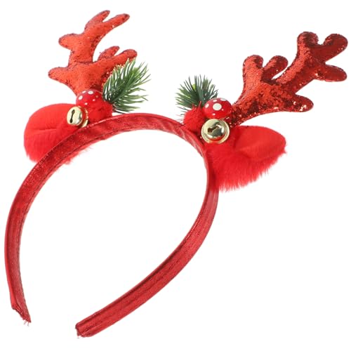 IWOWHERO Stirnband aus Elchgeweih weihnachts haarreif weihnachtlicher haarreif Weihnachts-Haarband Halloween-Ohren Geweih Haarband Weihnachtsaccessoires Weihnachtsstirnbänder Stoff rot von IWOWHERO