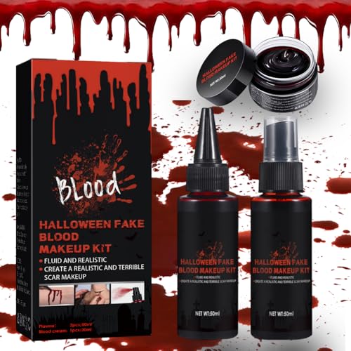 IWTBNOA Halloween Kunstblut Realistische, Halloween Schminke, Kunstblut Sprühen, Fake Wunden Wasser, Fake Blood für Karneval Unfug Zombie Vampir Clown Monster Cosplay Spezialeffekte Make Up von IWTBNOA