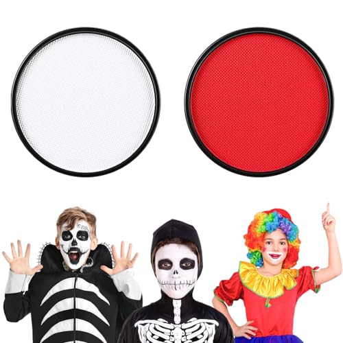 IWTBNOA Kinderschminke Set, Halloween Gesicht Schminke Rot Weiß, Karnevalsschminke, Fasching Schminke Kinder, Fasching Gesichtsfarben, Bodypainting für Halloween Karneval Clowns Cosplay Make-Up von IWTBNOA