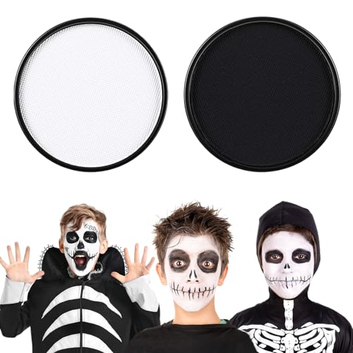 IWTBNOA Kinderschminke Set, Halloween Gesicht Schminke Schwarz Weiß, Karnevalsschminke, Fasching Schminke Kinder, Fasching Gesichtsfarben, Bodypainting für Halloween Karneval Clowns Cosplay Make-Up von IWTBNOA