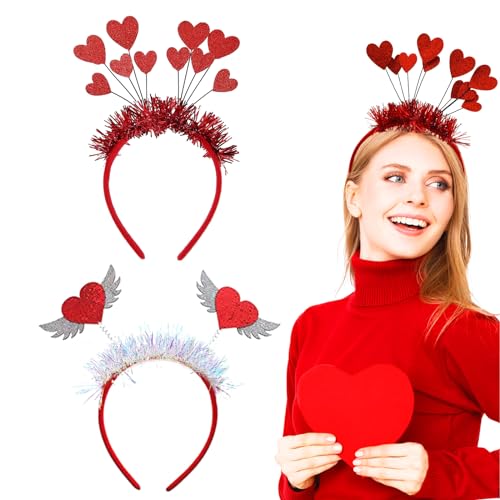 IWTBNOA Herz Stirnbänder mit Glitzer, Pailletten Herz Stirnband, Valentinstag Hair Hoop, Liebe Herz Haarreifen Partyzubehör für Hochzeit, Karneval, Fasching, Foto, Junggesellinnenabschied von IWTBNOA