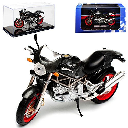 IXO Ducati 900 Monster S4 Schwarz Grau mit Sockel und Vitrine 1/24 Atlas Modell Motorrad von IXO