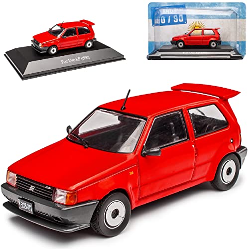 FIAT UNO EF I Typ 146 Rot 1. Generation 1983-2014 mit Sockel 1/43 DeAgostini Modell Auto von IXO