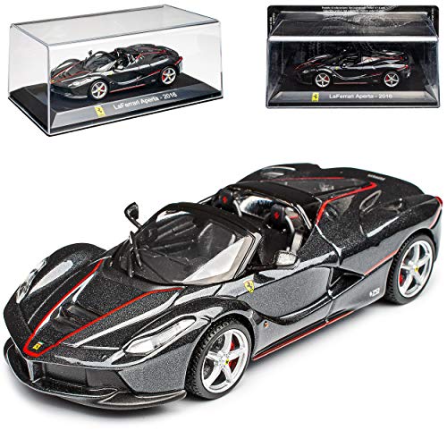 IXO Ferrari Aperta Laferrari Cabrio Schwarz Ab 2016 mit Sockel und Vitrine 1/43 Modell Auto mit individiuellem Wunschkennzeichen von IXO