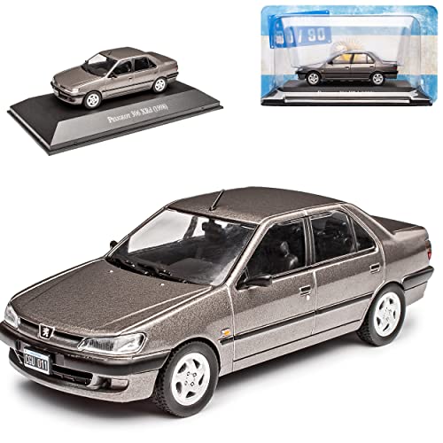 IXO Peugeot 306 XRD Limousine Grau 1994-2002 mit Sockel 1/43 DeAgostini Modell Auto mit individiuellem Wunschkennzeichen von IXO