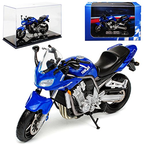 IXO Yamah Fazer 1000 Blau mit Sockel und Vitrine 1/24 Atlas Modell Motorrad mit individiuellem Wunschkennzeichen von IXO