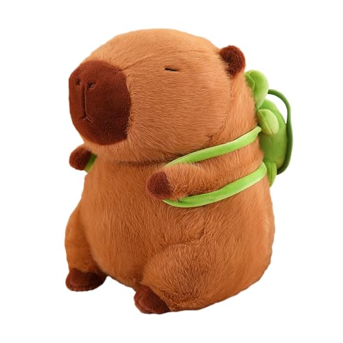 Capybara Plüschtier,33cm Niedliche Capybara Kuscheltier mit Schildkrötenrucksack Capybara Plushie Puppen Niedlichen Capybara Plushies Super Weiche Gefüllte Spielzeug Plüsch für Home Deko Kinder (33cm) von IXYHKB