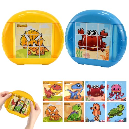 IXYHKB 2PCS Drehbares Puzzle, 4 in 1 Drehbares 3D Puzzle mit 9 Teile, Rotierendes Puzzle, Geduldspiele Lernspielzeug Motorikspielzeug, Kinderpuzzle Steckpuzzle Geschenk für Kinder ab 2 3 4 5 von IXYHKB