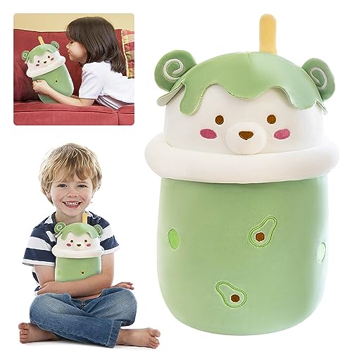 IXYHKB Boba Kuscheltier, Bubble Tea Kuscheltier 24 cm, Cartoon Plüsch Puppen, Boba Kuscheltier Kissen, Boba Umarmungskissen, Weiches Kawaii Kuscheltier Geschenk für Kinder Mädchen Jungen, Grün von IXYHKB