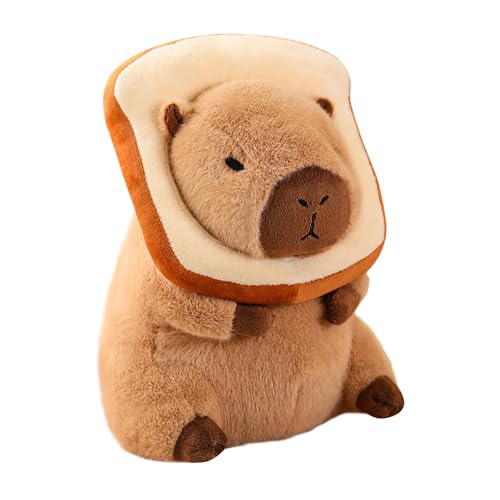 IXYHKB Capybara Plüschtier, 25cm Capybara Kuscheltier, Niedliche Capybara Plushies mit Brotkopfbedeckung, Super Weiche Gefüllte Capybara Stofftier Plüsch Puppe für Kinder Home Deko von IXYHKB