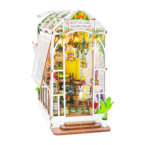 IXYHKB DIY Book Nook Kit, Miniatur Haus Puppenhäuser Kit, 3D Puzzle Buchstützen aus Holz, 3D Puzzle Bücherecke mit LED-Licht, Modellbausätze für Weihnachten Geburtstag Geschenke von IXYHKB