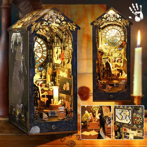 IXYHKB DIY Book Nook Kit, Puppenhäuser Miniatur Haus Kit, Book Nook Miniatur Puppenhaus Kit, 3D Miniature House Kit mit LED Light, DIY Buchstützen Modellbausätze für Erwachsene Bauen,Detective Agency von IXYHKB