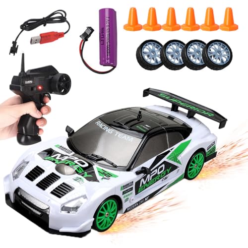 IXYHKB Ferngesteuertes Auto Kinder, 1/24 RC Drift Car, 2,4Ghz Fernbedienung Spielzeug Auto mit Wiederaufladbar Akku, LED-Leuchten, 4WD Ferngesteuertes Auto, Geschenke für Kinder ab 6 7 8 9 10 Jahre von IXYHKB