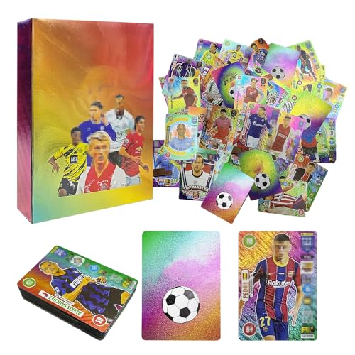 IXYHKB 55 Stück World Cup Fußball Star Karte, Fussball Karten, UEFA Champions League Fußballkarten, World Cup Trading Cards, Fussball Sammelkarte für Fans, Kinder, Teenager und Erwachsene von IXYHKB