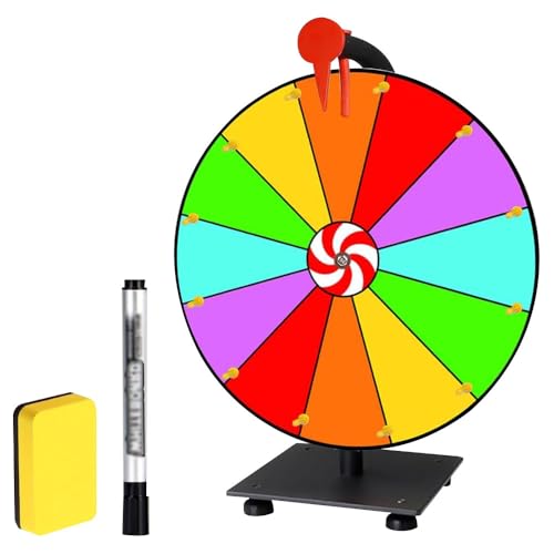 IXYHKB Glücksrad zum Drehen, Glücksrad zum Selbstgestalten, Gluecksrad Gluecksrad, 12 Anpassbare Farbpreisplätze, Spinning Prize Wheel, Glücksrad Spielzeug für Lotteriespiele, Party Karneval von IXYHKB