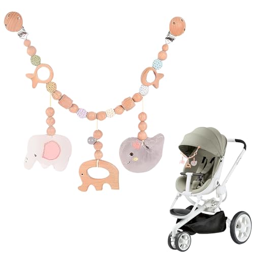 IXYHKB Kinderwagenkette Holz Baby, Langlebig Kinderwagen Kette für Babys mit Clips, Home Kinderwagenkette, Baby Kinderwagenkette Holz, Kinderwagenkette Aus Holz für Babys ab 0+ Monaten von IXYHKB