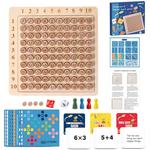 IXYHKB Multiplikationsbrett, 1x1 Lernen Spiel für Grundschüler, Mathe Spielzeug Multiplikationstafel, Holz Montessori Multiplikationsbrett und Addition, Montessori Kinderzählspielzeug für Kinder von IXYHKB