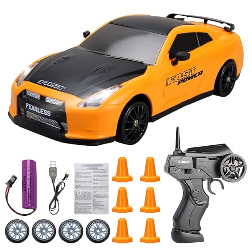 IXYHKB RC Drift Car, 1:24 Ferngesteuertes Auto Kinder, 15KM/H, 4WD, 2,4 GHz Auto mit Fernbedienung, Ferngesteuertes Rennauto mit Arbeitsscheinwerfern, Spielzeugauto Ferngesteuert für Erwachsene Kinder von IXYHKB