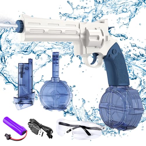 IXYHKB Wasserpistole Elektrisch, Elektrische Wasserpistole Kinder, Automatische Wasserpistole Set, 25-32 ft Reichweite Erwachsene Wasserspritzpistolen,Wasserpistole Spielzeug für Sommer Draussen,Weiß von IXYHKB