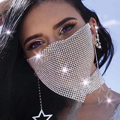 IYOU Boho Kristall Gesichtskette Gittergewebe Maskerade Maske Strass Partys Ball Kostüme Bauchtanz Bühne Venezianische Karneval Kleid Masken Schmuck für Frauen und Mädchen von IYOU