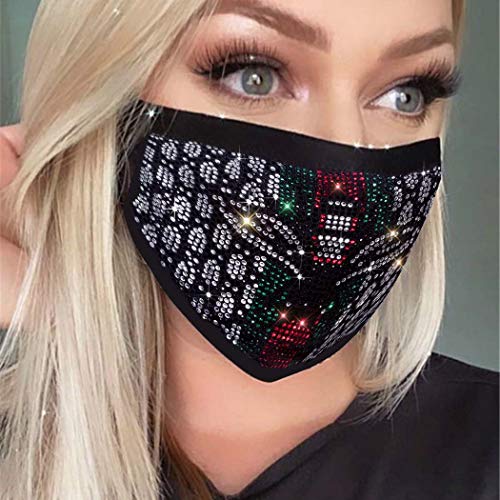 IYOU Funkelnder Kristall Mundabdeckung Schwarz Wiederverwendbare Gesichtsmasken Strass Glitter Maskerade Gesichtsabdeckung Halloween Genie Kostüm Funkelnder Dekorationsschmuck für Frauen und Mädchen von IYOU