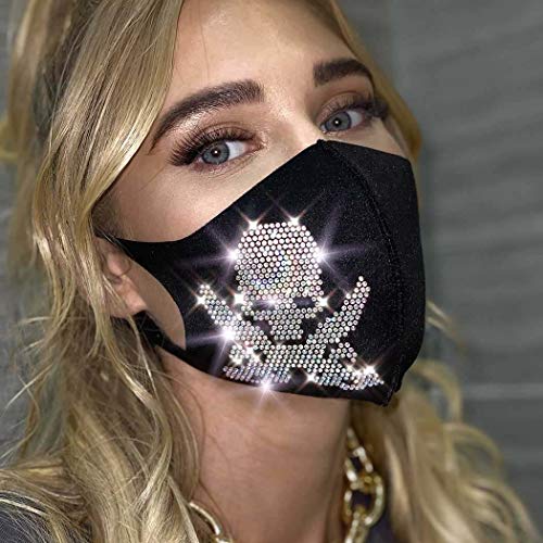 IYOU Glänzende Kristall Maskerade Maske Schwarz Sparkly Strass Gesichtsmasken Bling Ball Party Mundabdeckung Halloween Genie Kostüm Glitter Dekoration Maske Schmuck für Frauen und Mädchen von IYOU