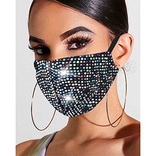 IYOU Glitzer Kristall Mundabdeckung Schwarz Wiederverwendbare Gesichtsmasken Bling Strass Maskerade Gesichtsabdeckung Halloween Genie Kostüm Glitter Dekoration Schmuck für Frauen und Mädchen von IYOU