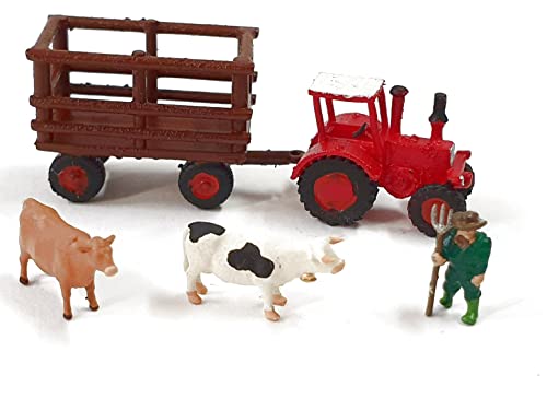 Iberplace 10005 Spur Z 1:220 Figuren-Set, Bauer mit 2 Kühen, Traktor und Anhänger, Modellbahn Zubehör Bauernhof Iberplace 10005 Spur Z 1:220 Figuren-Set, Bauer mit 2 Kühen, Traktor und Anhänger, Modellbahn Zubehör Bauernhof von Iberplace