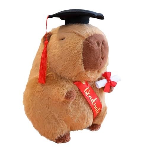 Ibuloule Capybara-Plüschtier, Abschluss-Plüsch 2024 | 25 cm süßes Plüschtierspielzeug mit Abschlusshut | Heimdekoration, Partygeschenke für Erwachsene, Kinder, Abschlussfeier von Ibuloule