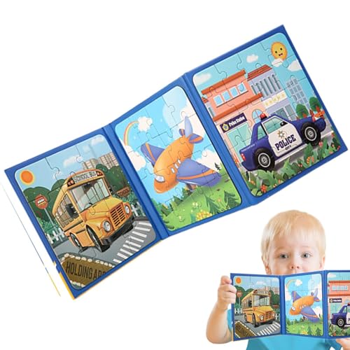 Ibuloule Magnetpuzzle, Magnetpuzzle für Kinder,Interaktives Gehirn-Puzzle-Spielzeug - Interaktive Puzzles für Kinder ab 3 Jahren, Magnet-Puzzlebuch für Kleinkinder, Reise-Puzzlespielzeug für Kinder von Ibuloule