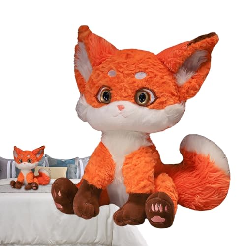 Ibuloule Schneefuchs Stofftier,Fuchs Stofftier, Cartoon-Fuchs-Puppe, Gemütliches Plüschkissen, süße weiche Plüschtier-Stofftierpuppe für Schlafzimmer, Auto, Sofa von Ibuloule