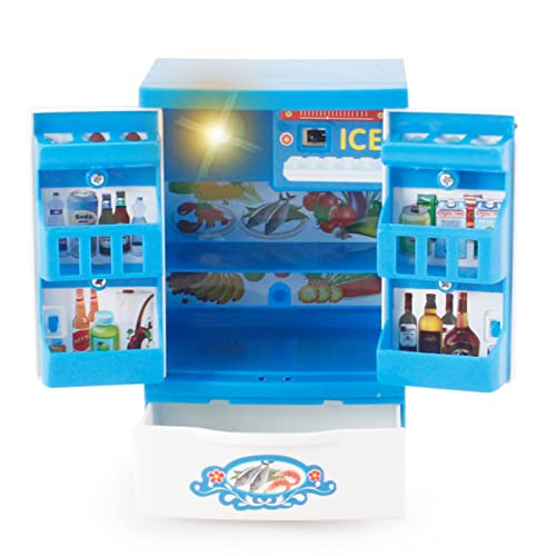 Ibuloule -Spielzeugkühlschrank | Kühlschrank Spielhaus Spielzeug Miniaturküche,Küchenspielzeug mit Beleuchtung, Kühlschrank-Rollenspielgerät, Rollenspiel-Küchenspielset, Geburtstagsgeschenk von Ibuloule