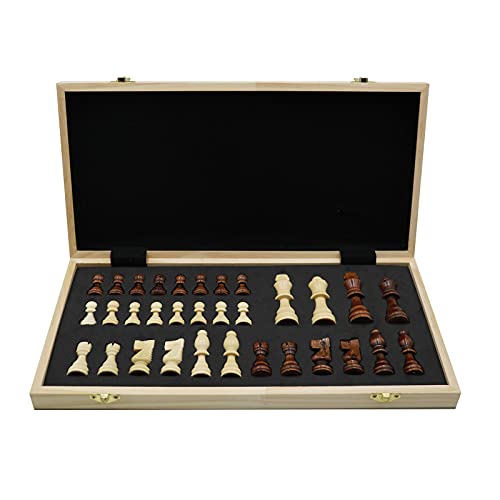 Icegrey Schachbrett Holz Traditionelle Spiele Tragbare Aufbewahrung Internationales Schachspiel Wooden Chess Set für Familie Geschenk Reisen Kinder und Erwachsene 30x30cm von Icegrey