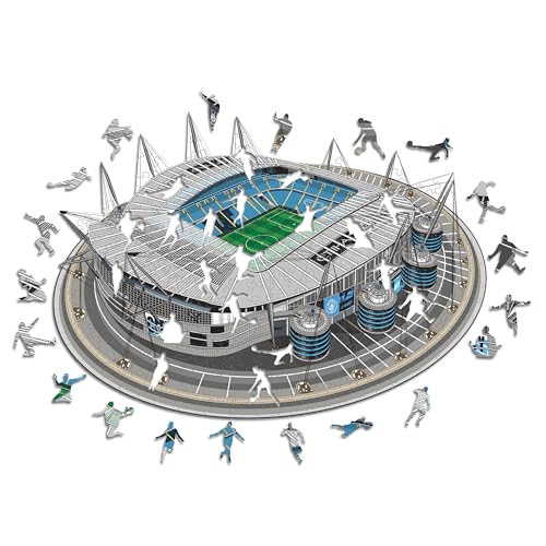 Iconic Puzzles, Manchester City FC Etihad Stadion, 100% ökologisch nachhaltiges Holzpuzzle mit offizieller Lizenz, Größe L, 500 Teile, Puzzle für Kinder und Erwachsene von Iconic Puzzles