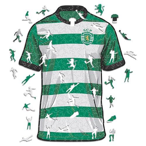 Iconic Puzzles, Sporting CP Jersey, 100% ökologisch nachhaltiges Holzpuzzle mit offizieller Lizenz, Größe L, 500 Teile von Iconic Puzzles