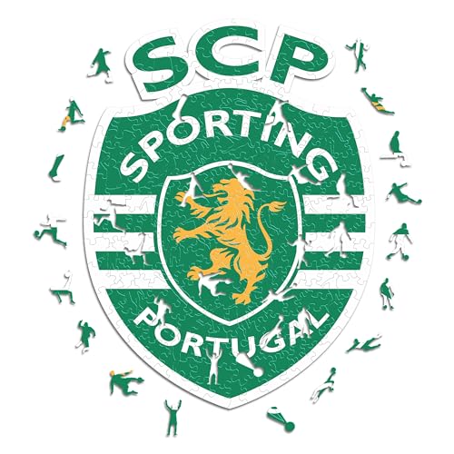 Iconic Puzzles, Sporting CP Logo, 100% ökologisch nachhaltiges Holzpuzzle mit offizieller Lizenz, Größe L, 500 Teile von Iconic Puzzles