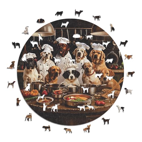 Iconic Puzzles - Chef Dogs, Fantasy Animals, 100% nachhaltiges Holzpuzzle, Geschenke für Kinder und Erwachsene, Größe L, 600 Teile von Iconic Puzzles