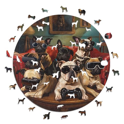 Iconic Puzzles - Gamer Dogs, Fantasy Animals, 100% nachhaltiges Holzpuzzle, Geschenke für Kinder und Erwachsene, Größe L, 600 Teile von Iconic Puzzles