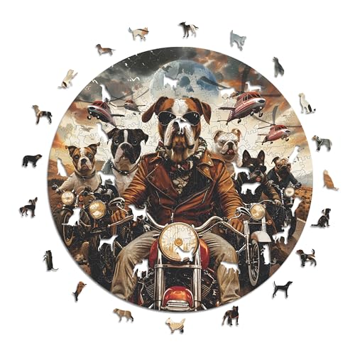 Iconic Puzzles - Motorcyclist Dogs, fantasy animals, 100% nachhaltiges Holzpuzzle, Geschenke für Kinder und Erwachsene, Größe L, 600 Teile von Iconic Puzzles