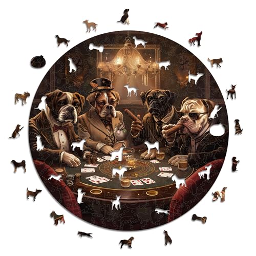 Iconic Puzzles – Dogs Playing Poker, fantasy animals, 100 % nachhaltiges Holzpuzzle, Geschenke für Kinder und Erwachsene, Größe L, 600 Teile von Iconic Puzzles