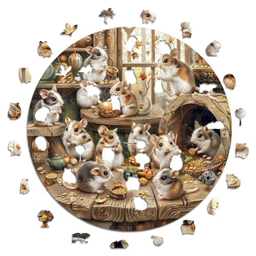 Iconic Puzzles – Curious Hamsters, fantasy animals, 100 % nachhaltiges Holzpuzzle, Geschenke für Kinder und Erwachsene, Größe L, 600 Teile von Iconic Puzzles